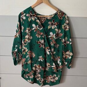 West Kei Green Floral Blouse